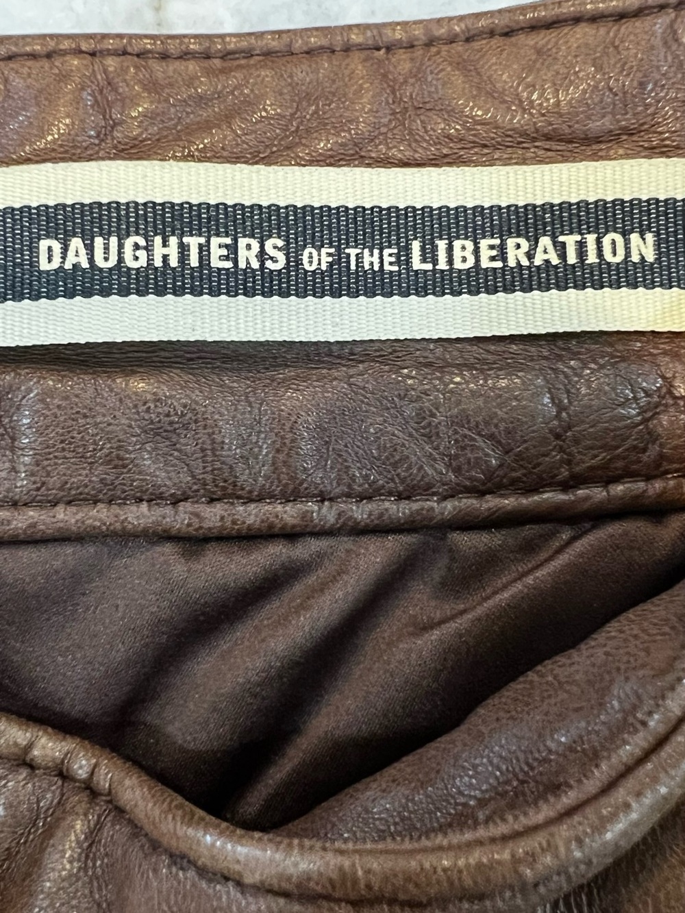 Daughters of the Liberation Brown Real Leather Skater Circle Skirt